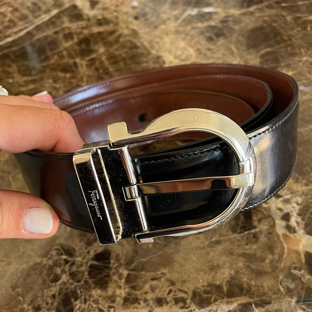 Men’s black leather Ferragamo belt - fits size 38-40 waist